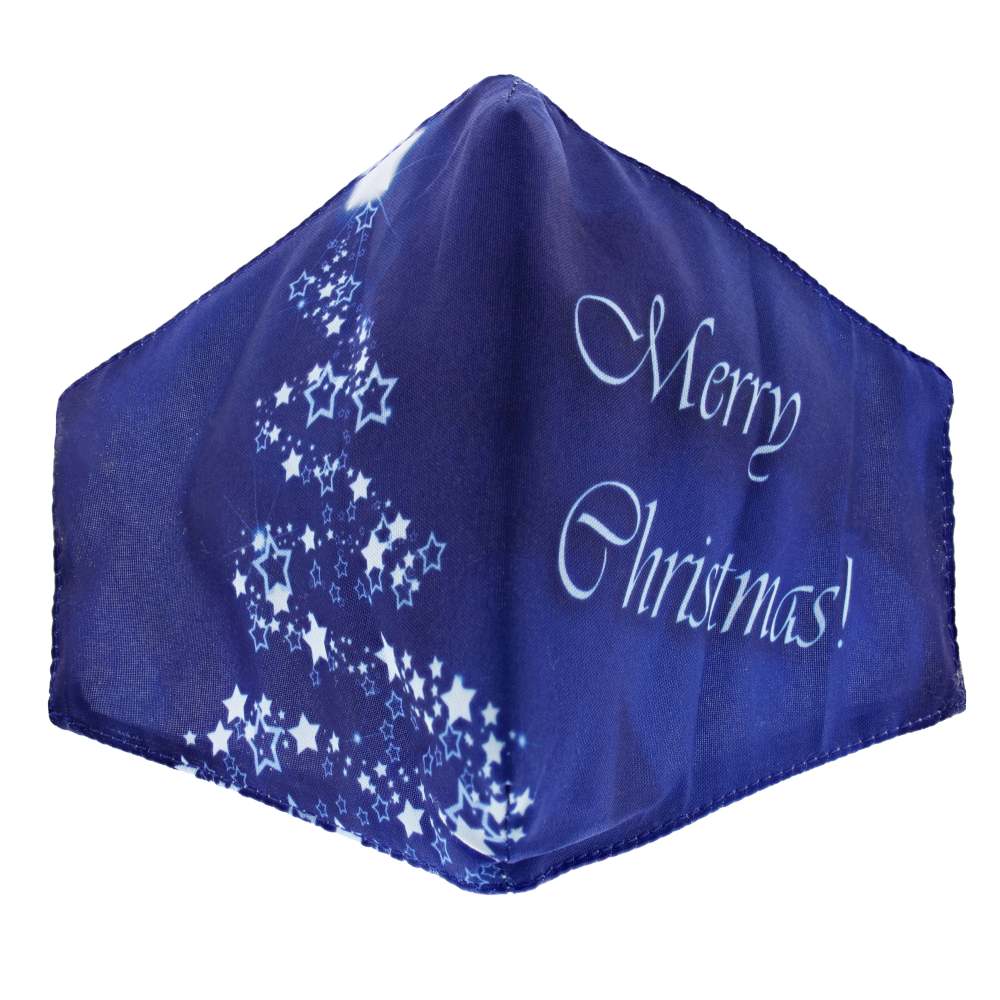 Zac's Alter Ego - Merry Christmas & Stars Masker - Mondkapje - Blauw